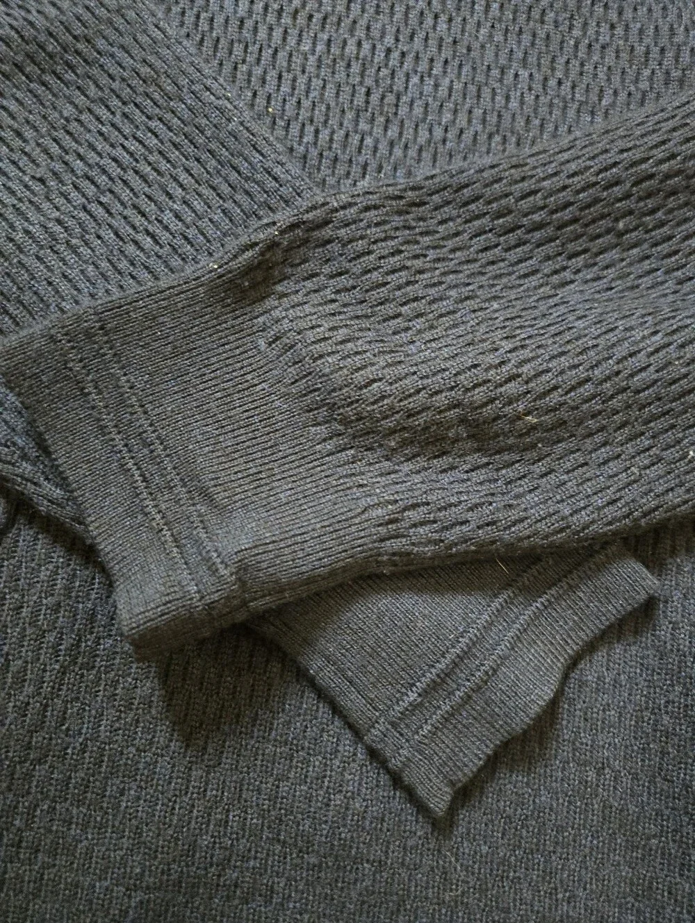 Banana Republic Navy Crewneck Textured Fine Merino Wool Knit Sweater Sz L - Tall